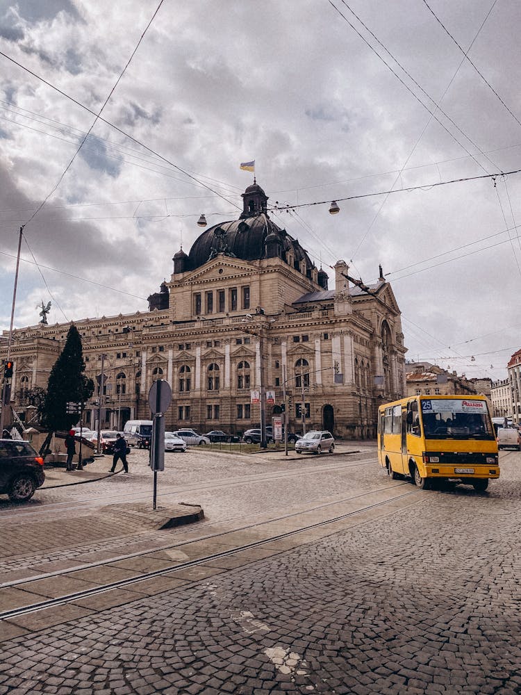 Traffic In Front Of The Lviv National Opera