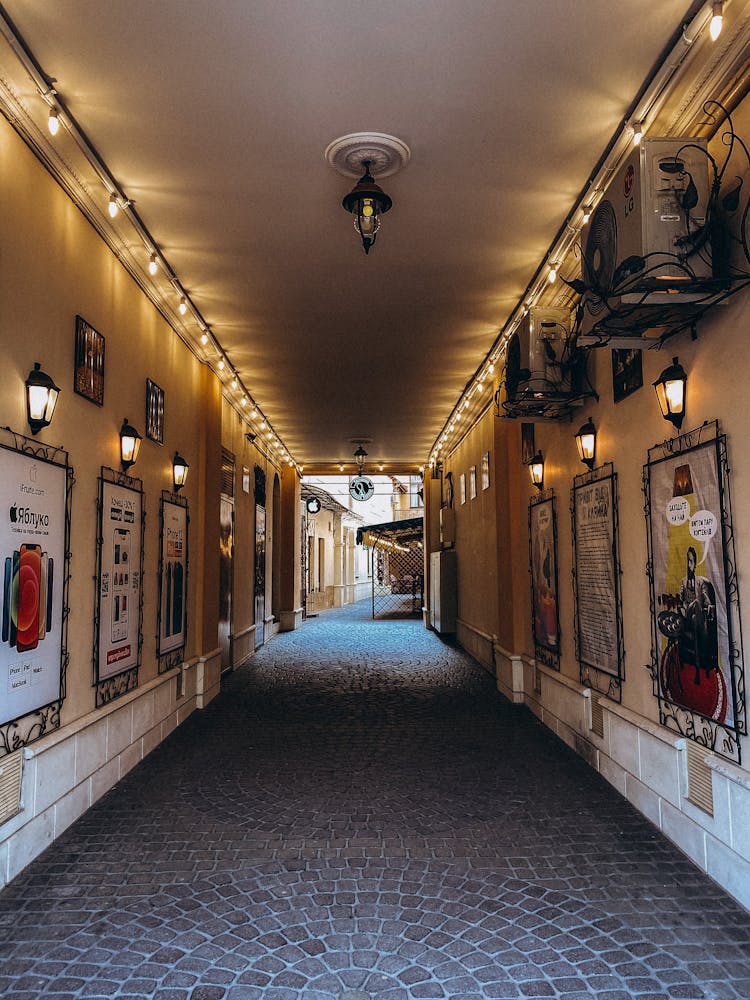 Illuminated Urban Walkway Passage