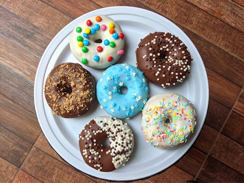 Close-Up Shot of Donuts on a Plate