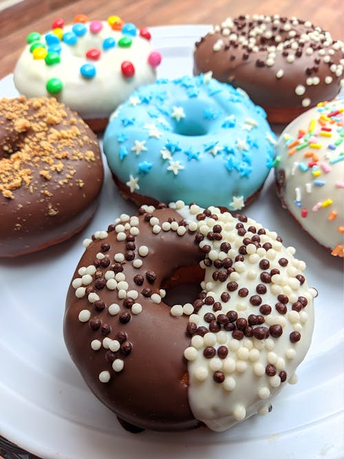 Close-Up Shot of Donuts on a Plate