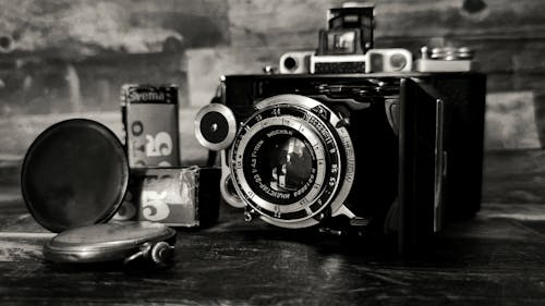 Close-Up Shot of a Black Vintage Camera