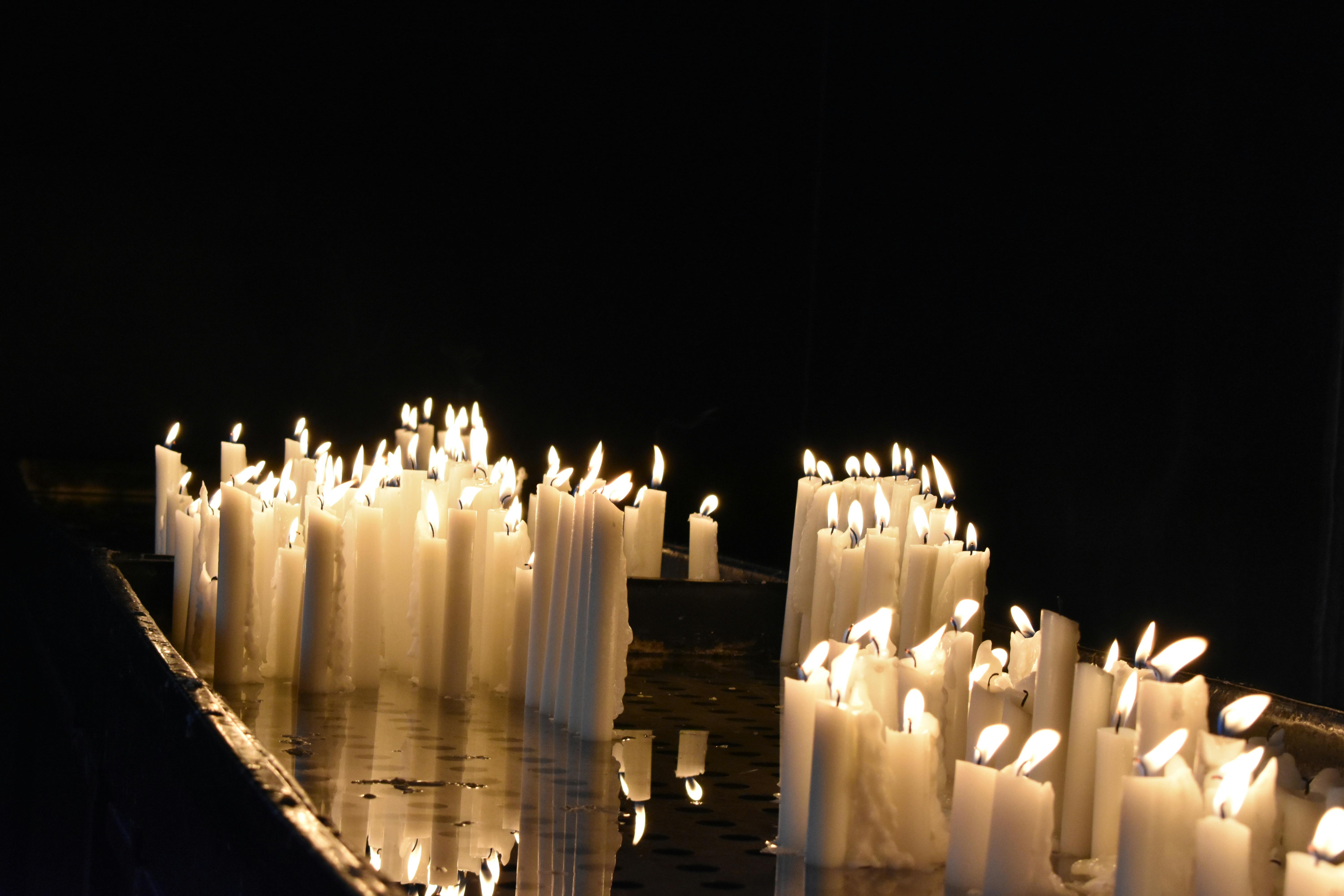 Free stock photo of black background, candles, church