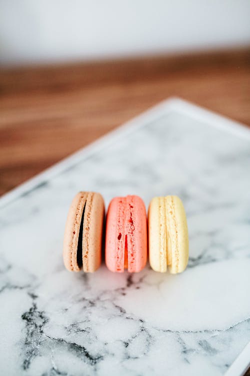 French Macarons on the Marble Tray