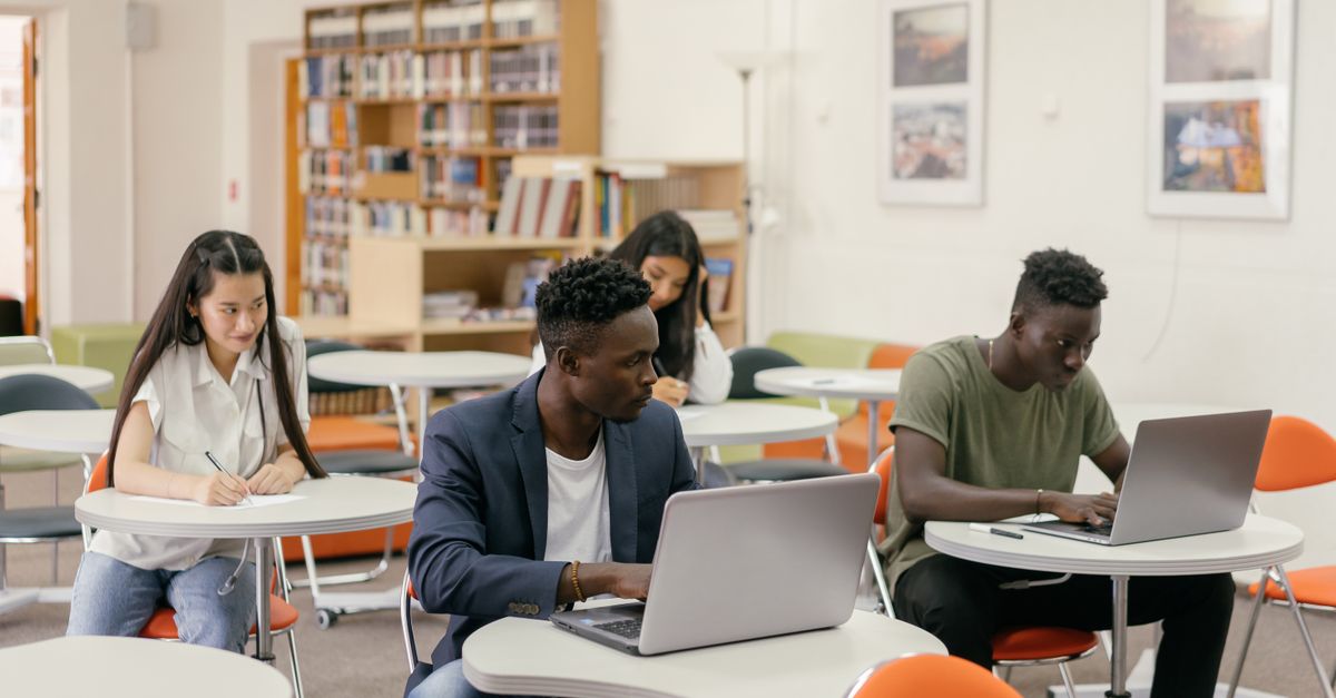 three different student scenarios with AI - cheating, learning, and collaborating
