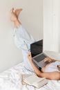 Woman in White Dress Using Macbook Air