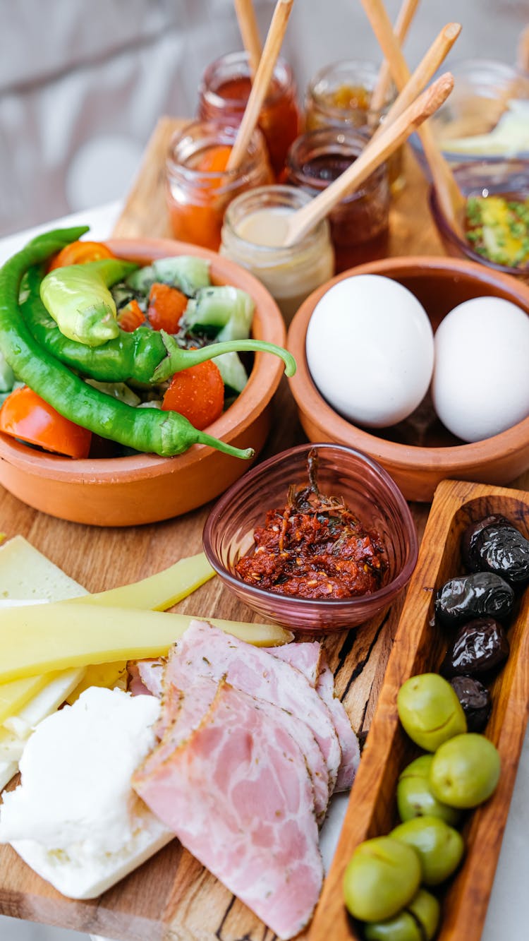 Cutting Board With A Variety Of Food 