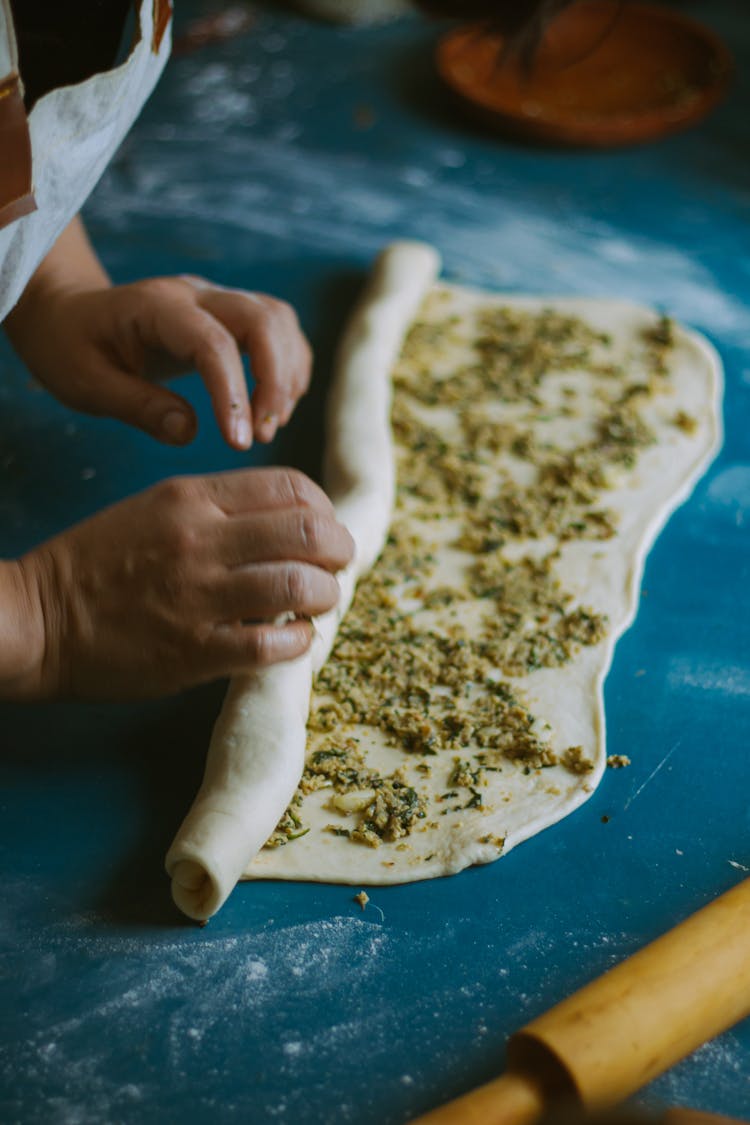 Close Up Of Rolling Dough