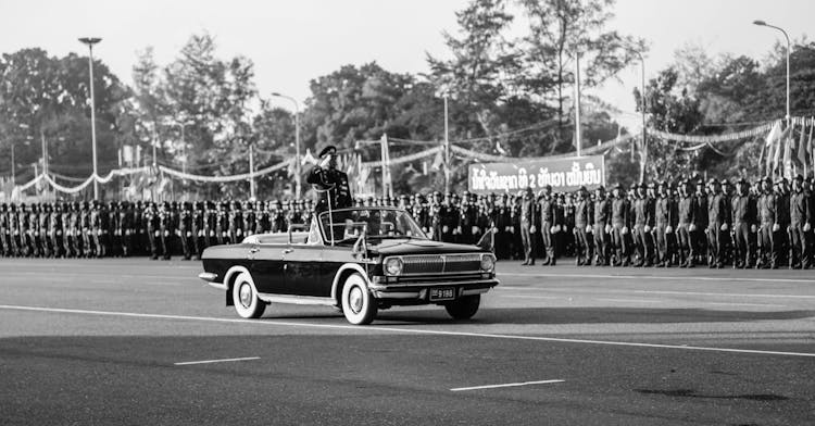 Grayscale Photo Of Car