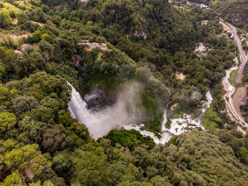 Free Waterfall Among Trees Stock Photo