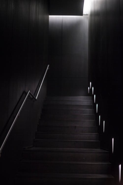 棕色和黑色木製樓梯