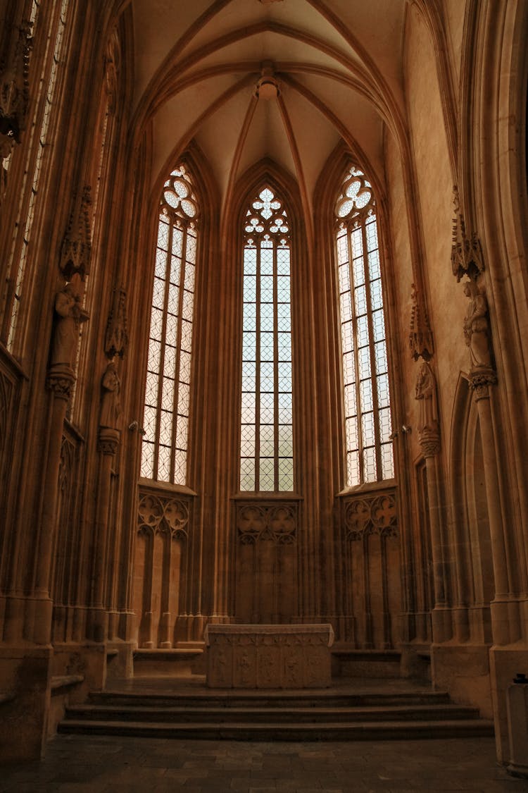 Church Interior With A Stone Altar 