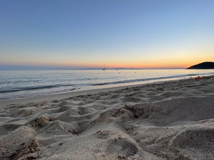 Clear Sky Over Beach At Sunset