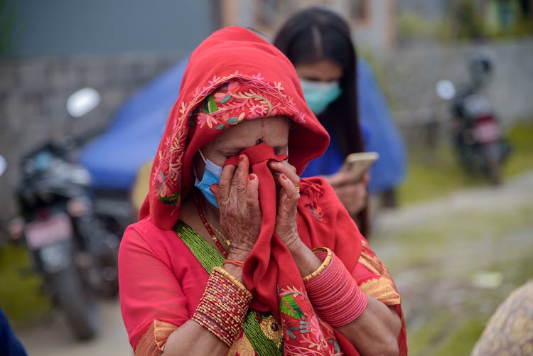 Woman With Mask Crying