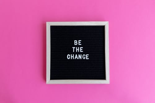 Inspirational Words in Frame on Pink Background