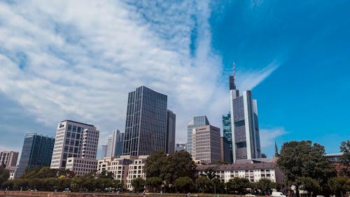 Low Angle Shot of Frankfurt City Skyline