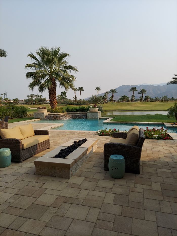 Patio and palms