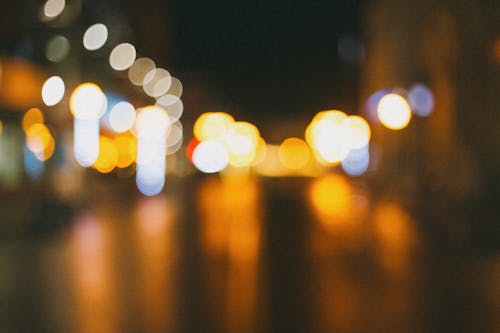 Brown Photo with Blurred City Lights