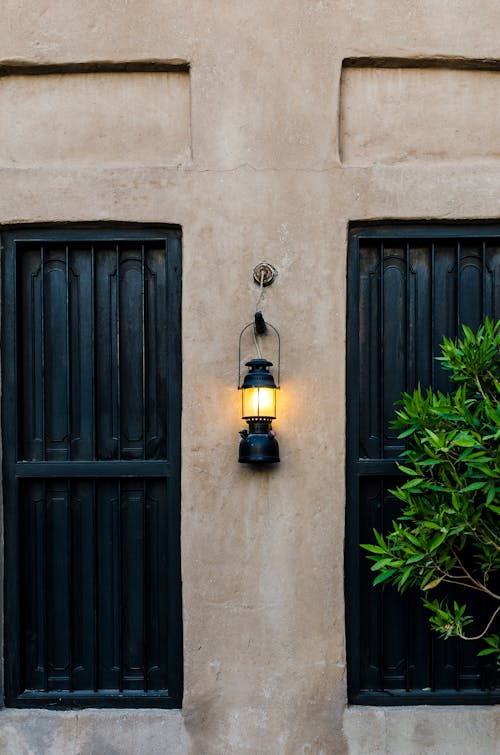 A Lamp Hanging Near the Doors