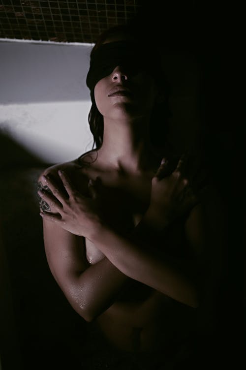 Free Topless Woman With Blindfold  Stock Photo