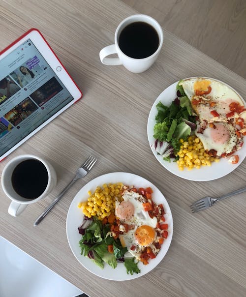 Free Photo of a Healthy Meal on Wooden Table Top Stock Photo