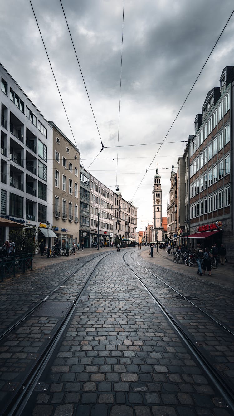 City Street With Tram Rails