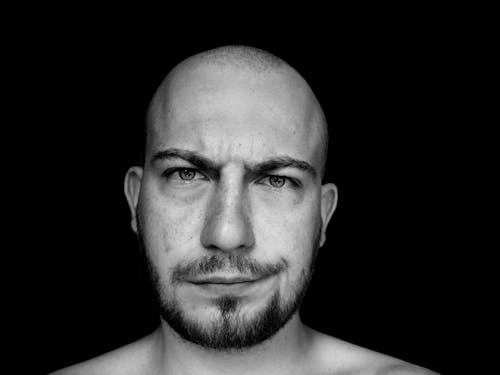 Free Grayscale Photo of Mans Face Stock Photo