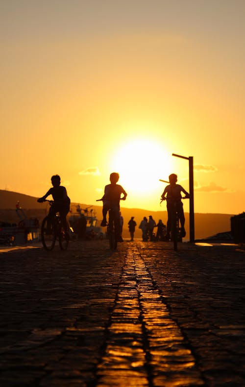 Three Children using Bicycle Together