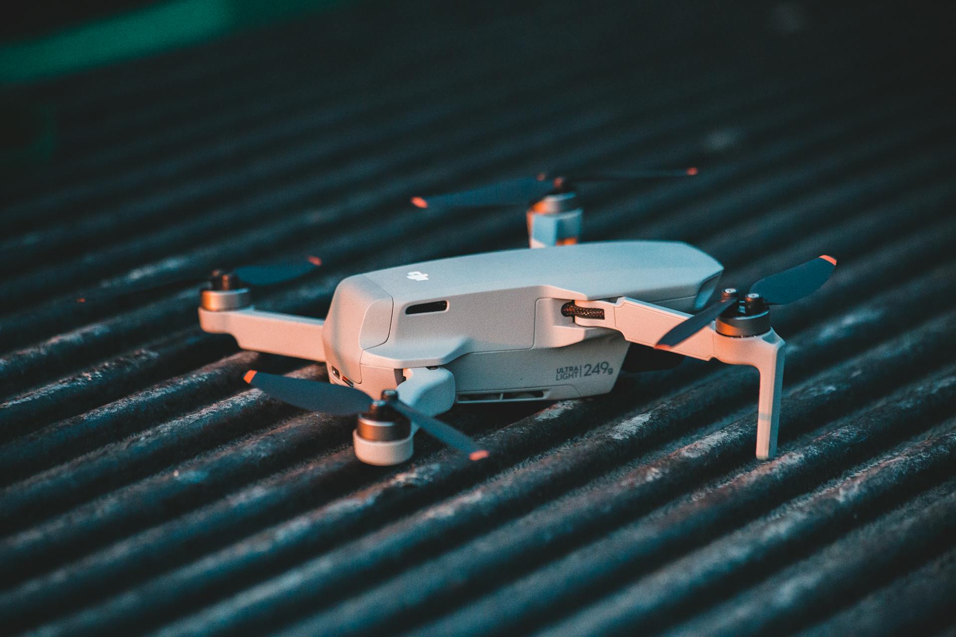 A Drone Camera on Black Corrugated Surface