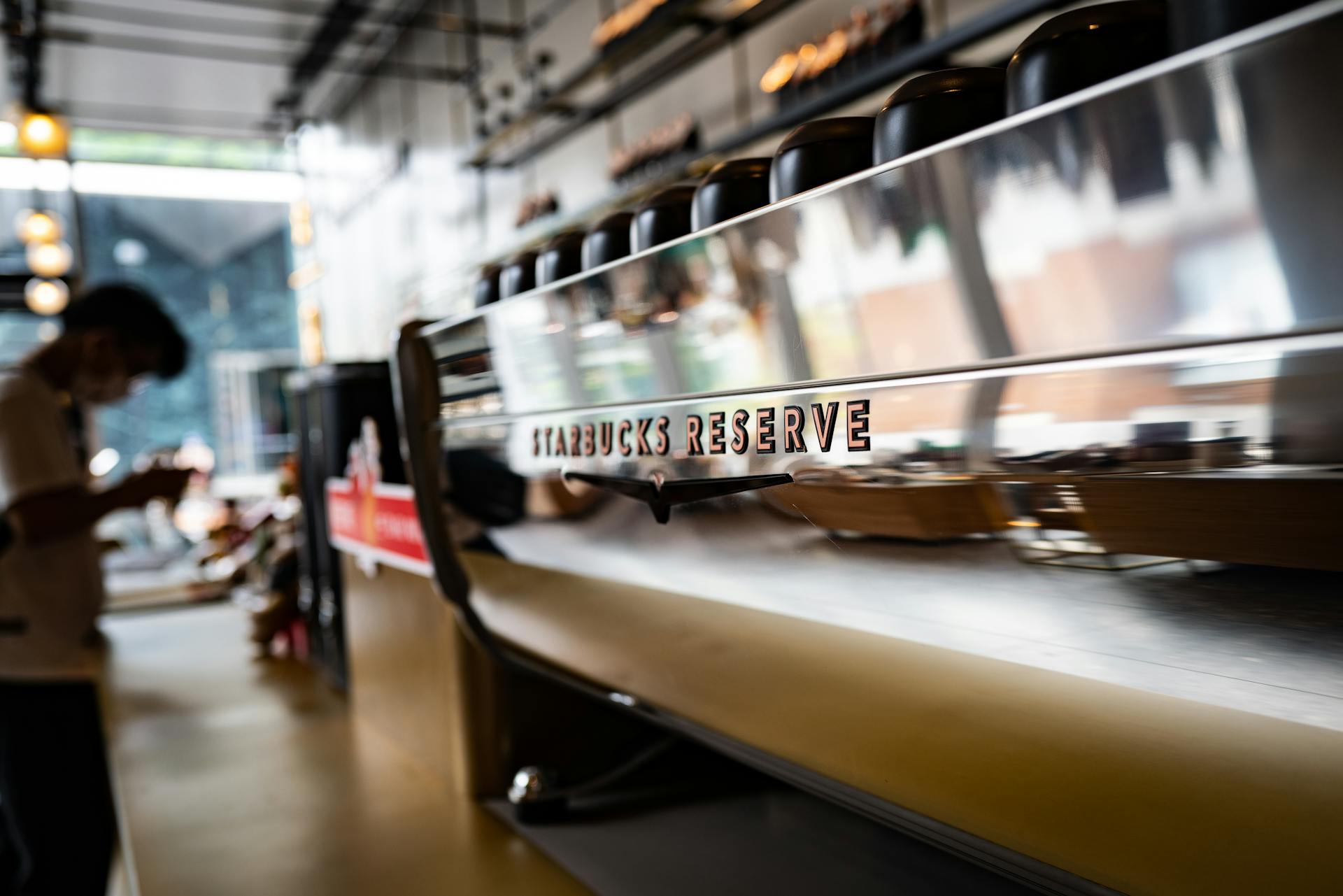 A Person Inside a Starbucks Coffeeshop