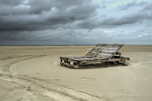 Brown Wooden Bed Frame on Desert