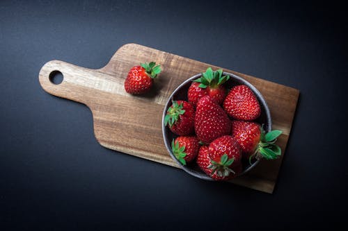 Fresh Strawberries on a Stainless Bowl