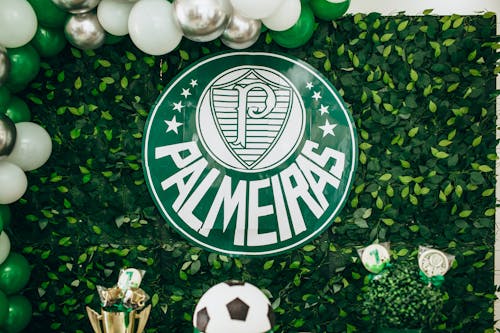 Palmeiras Poster on Backdrop of a Football Themed Birthday Party