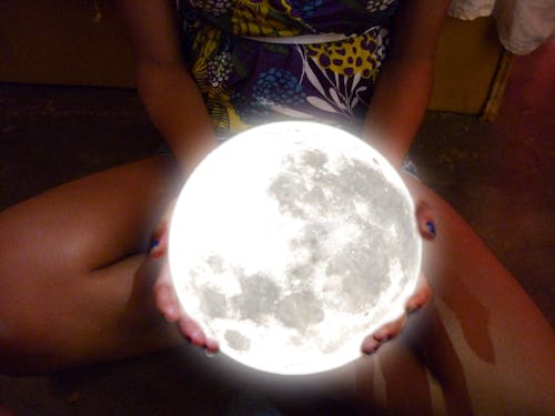 Free stock photo of full moon, girl, hands Stock Photo