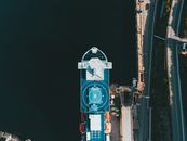 Aerial Photography of a Ship Near by the Wharf