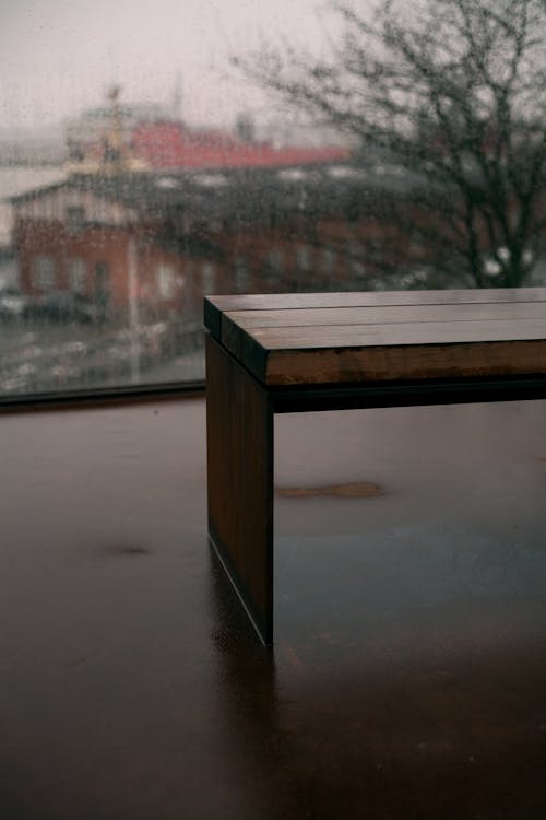 คลังภาพถ่ายฟรี ของ กระจก, ฝน, ม้านั่ง