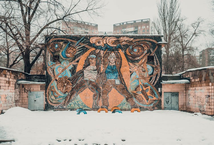 Mural On Wall In Winter