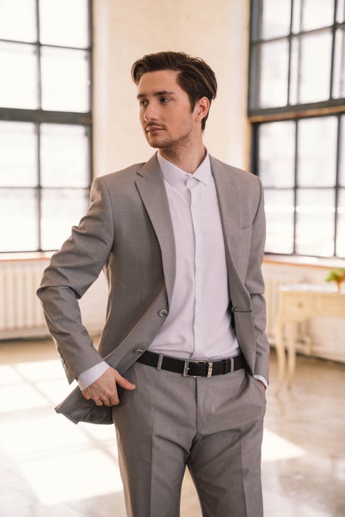 Handsome Man in Gray Suit