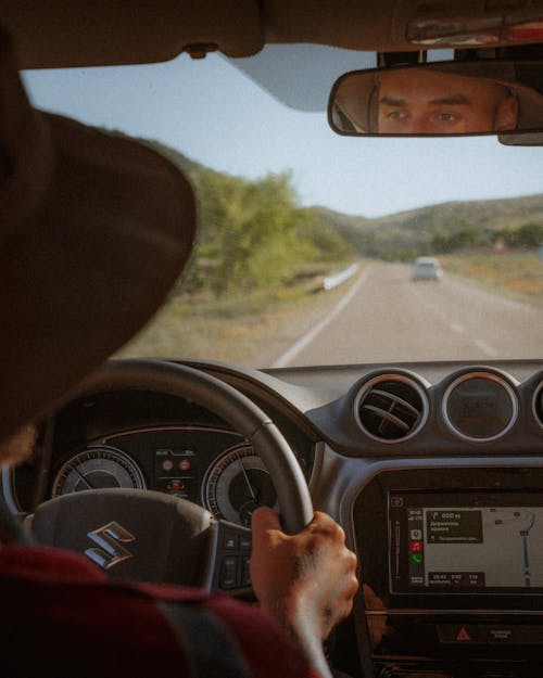 Free Man Driving a Car Stock Photo