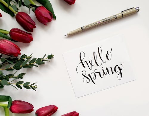 Free Hello Spring Handwritten Paper Stock Photo