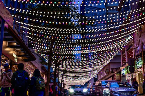 Free stock photo of night, night lights, street