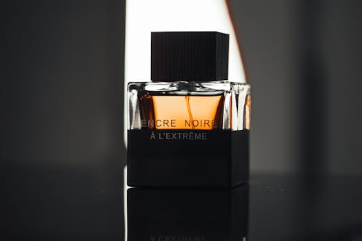 Sophisticated close-up of a luxury perfume bottle in a studio setting.