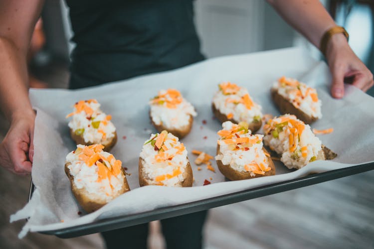 Baked Potatoes On A Tray 