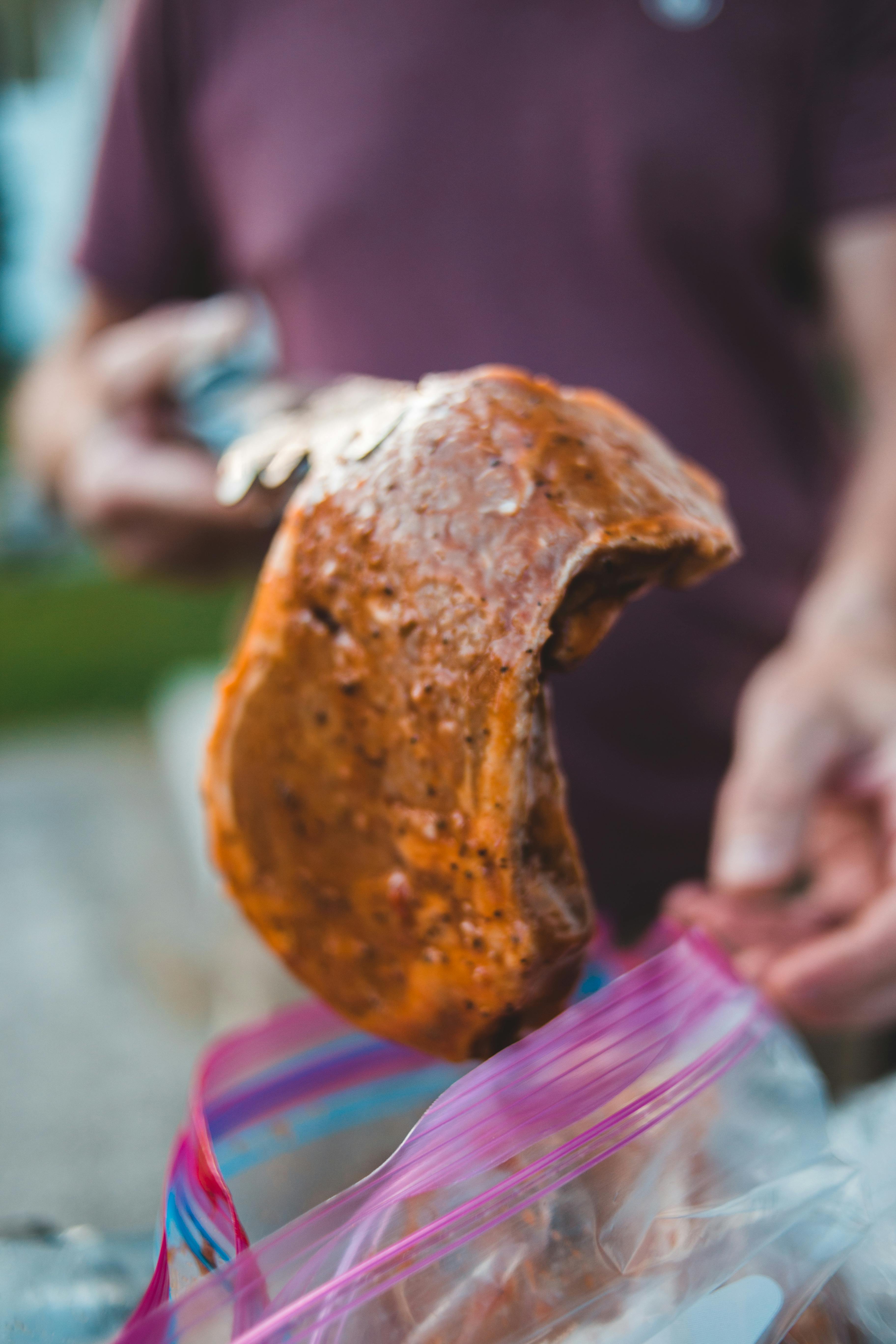 Person holding a Marinated Steak · Free Stock Photo