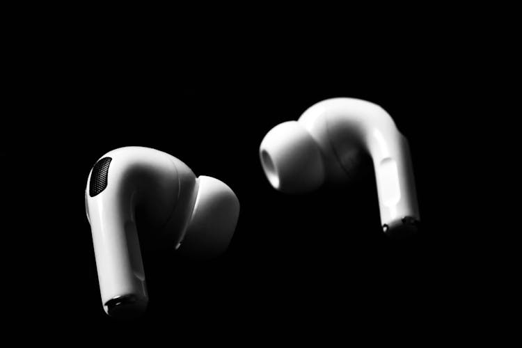 Wireless Earpods On Black Background 