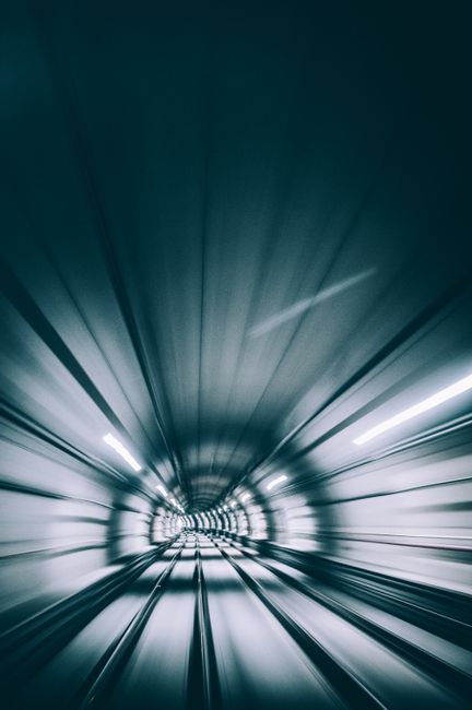 Abstract motion blur view of a subway tunnel in São Paulo, Brazil.