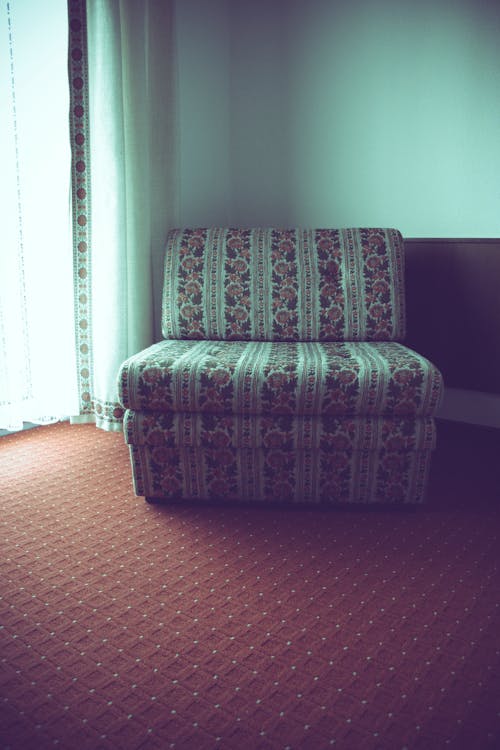 White and Purple Floral Sofa Chair