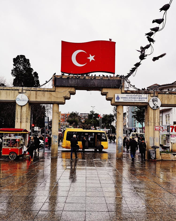 Turkish Flag On Top Of Boundary 