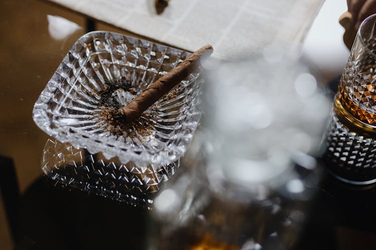 A Cigar On An Ashtray 