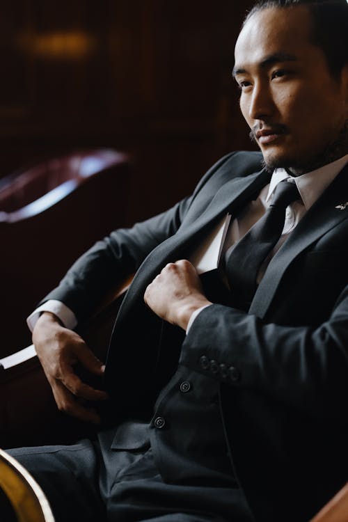 Free Man Wearing Black Business Suit Stock Photo