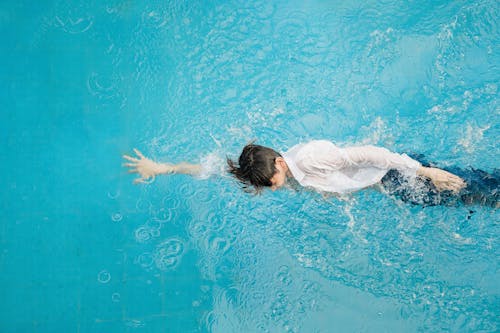 Top View of a Person Swimming